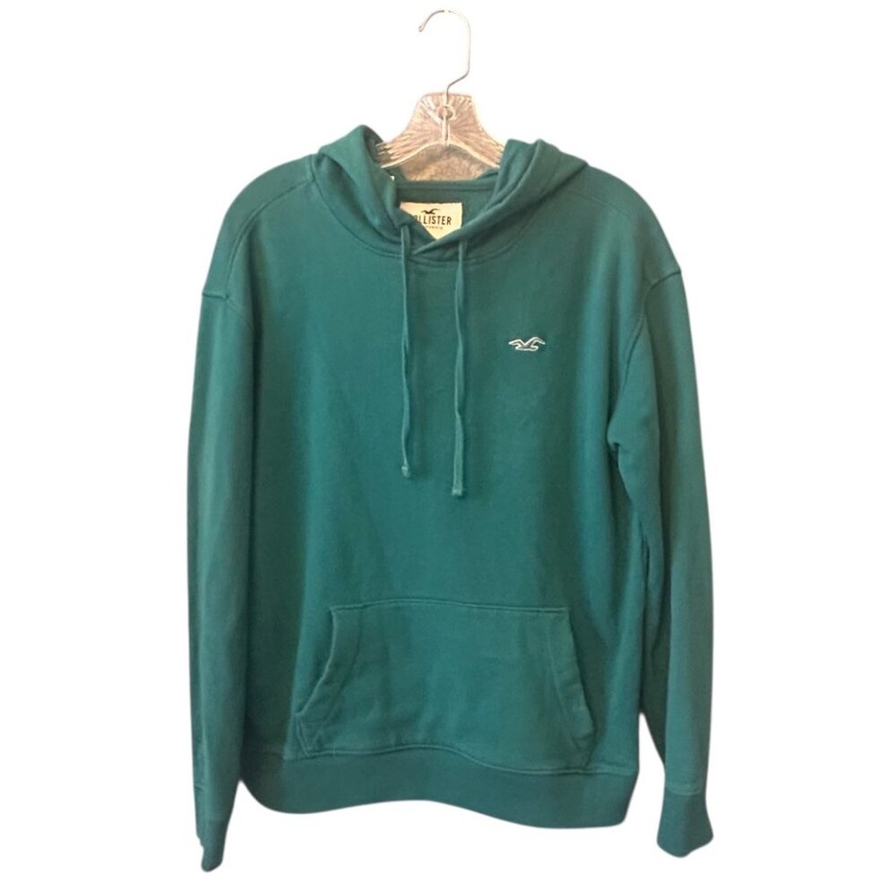 Hollister Teal Green Pullover Hoodie Logo Sweatshirt SZ Small - Picture 2 of 6